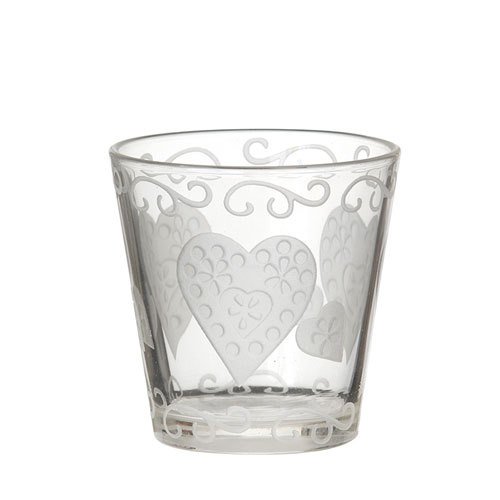 Bicchiere porta votivo white/etched hearts-Yankee Candle