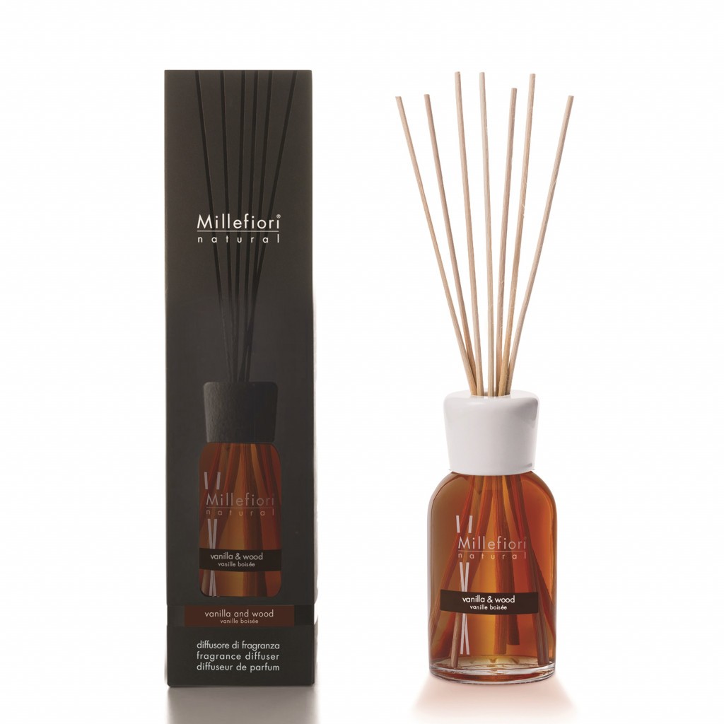 Diffusore a bastoncini 100ml Millefiori-Vanilla e wood